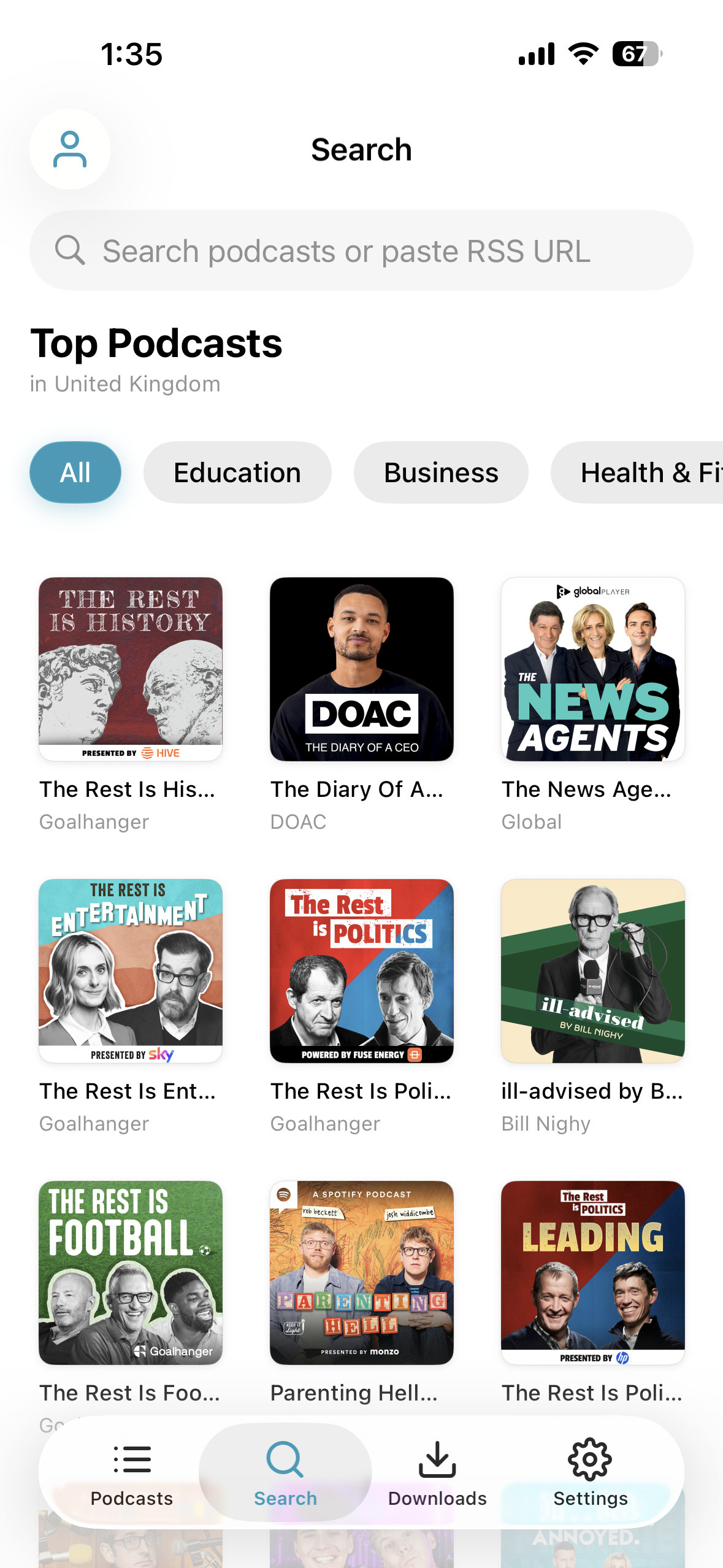 FluidCast Home Screen